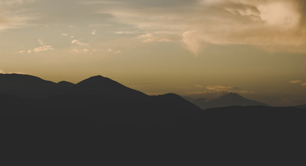 dark evening black mountain ridge silhouette shape nature landscape