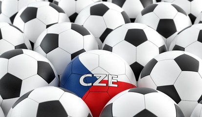 Soccer ball in Czech Republic national colors - 3D Rendering 