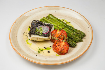 sea fish with asparagus
