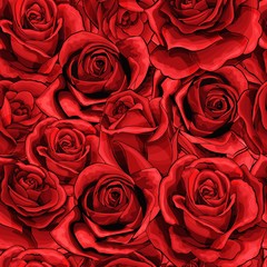 Modèle sans couture d& 39 éléments de bouquets de fleurs de rose rouge plein rempli