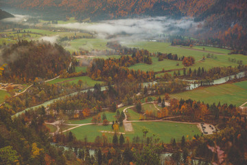 Rainy autumn landscape in Slovenia