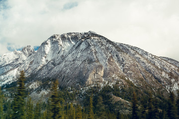 Snow dusted mountaintop