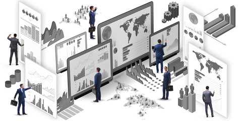 Businessman in business visualization and infographics concept