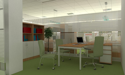 office, interior visualization, 3D illustration
