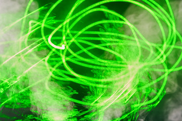 Water vapor with the effects of the laser beam and a multicolored light