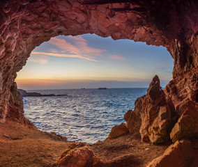 Sunset in a cave