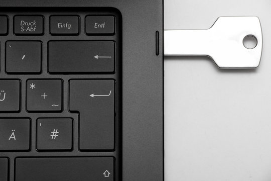 USB Key at opened Laptop