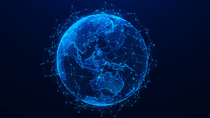 Global network concept. World map point. Global network planet Earth. 3D rendering. © Oleksii