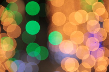 Colorful bokeh of color light background in Chrismas event