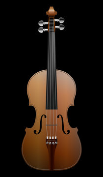 brown violin on black background