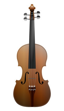 brown violin on white background