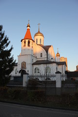 Fototapeta na wymiar orthodox church at sunset