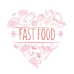 Fast Food Doodle Hand Made Design Vector