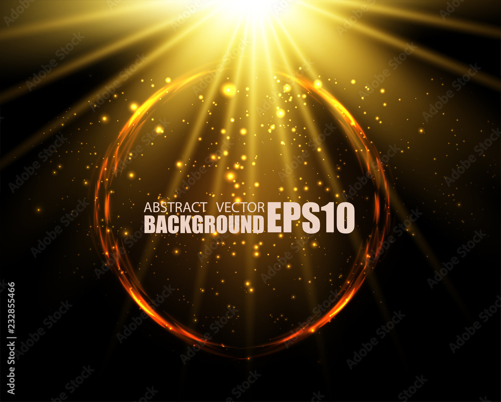 Poster transparent glow light effect. star burst with sparkles. gold glitter texture. vector magic gold cir