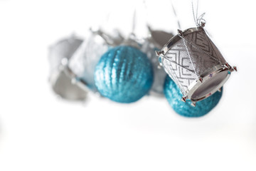 ornaments for the Christmas tree in silver and blue