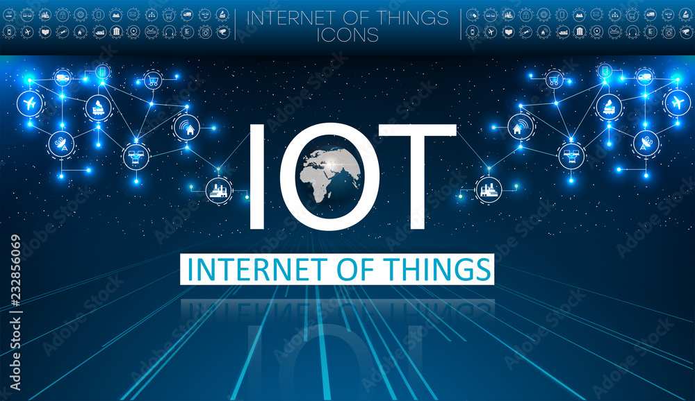 Leinwandbilder internet of things (iot), devices and connectivity concepts on a network, cloud at center. digital c