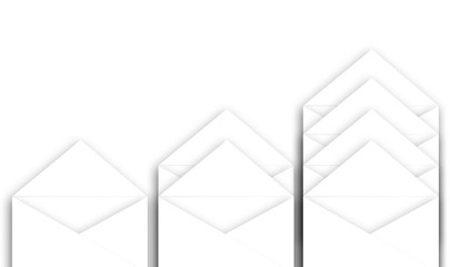 batch of blank isolated envelopes on white isolated background