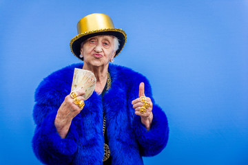 Eccentric senior woman portrait