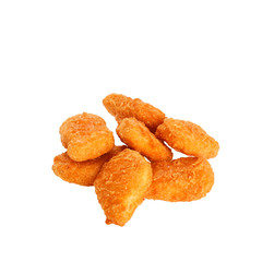 A pile of fried chicken nuggets