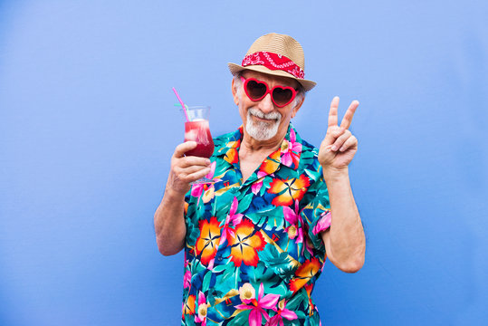 Fototapeta Eccentric senior man portrait