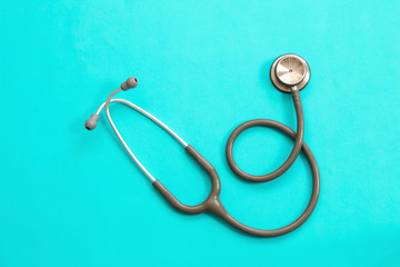 Medical concept. Stethoscope on the blue background.