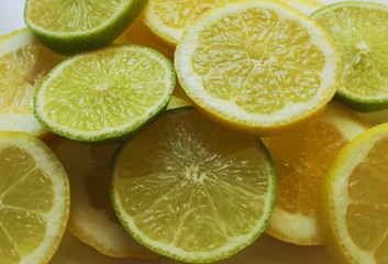 Stacked lime and lemon slices.