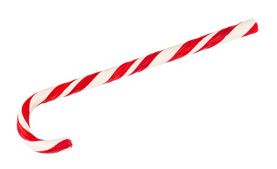 Christmas candy cane isolated on a white background.