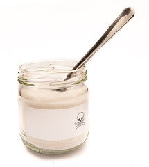 Dangerous and poisonous copntent. Empty label with copy space and skull symbol .