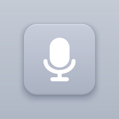 Microphone, gray vector button with white icon
