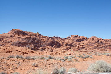 Fototapeta na wymiar red sandstone rock formations in the Valley of Fire National Park in Nevada USA