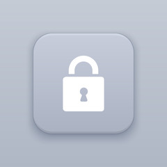 Lock, gray vector button with white icon