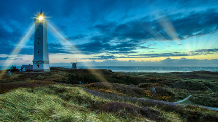 Fototapeta na wymiar Lighthouse at sunset in Denmark