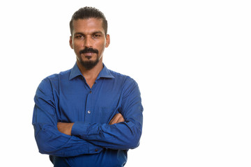 Obraz premium Young Indian businessman studio portrait against white background