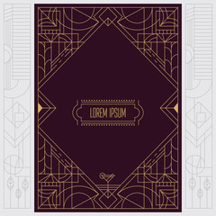 art deco frame a4 3 invitation card decoration elegant ornament frame border graphic design illustration vector