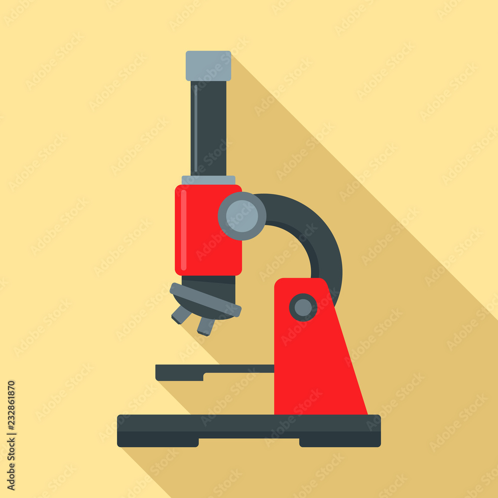 Poster microscope icon. flat illustration of microscope vector icon for web design