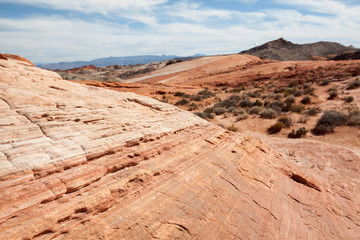 red sandstone rock formations in the Valley of Fire State Park in Nevada USA
