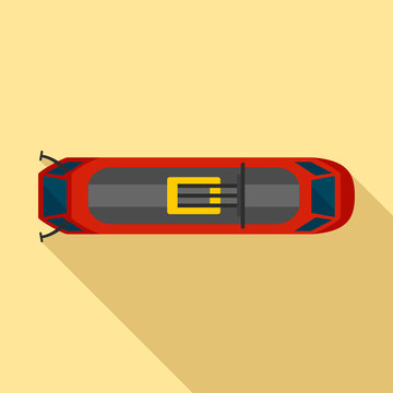 Top View Tram Icon. Flat Illustration Of Top View Tram Vector Icon For Web Design
