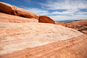 red sandstone rock formations in the Valley of Fire State Park in Nevada USA