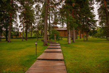 Wooden path to monastery