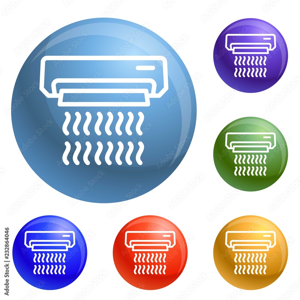 Poster work conditioner icons set vector 6 color isolated on white background