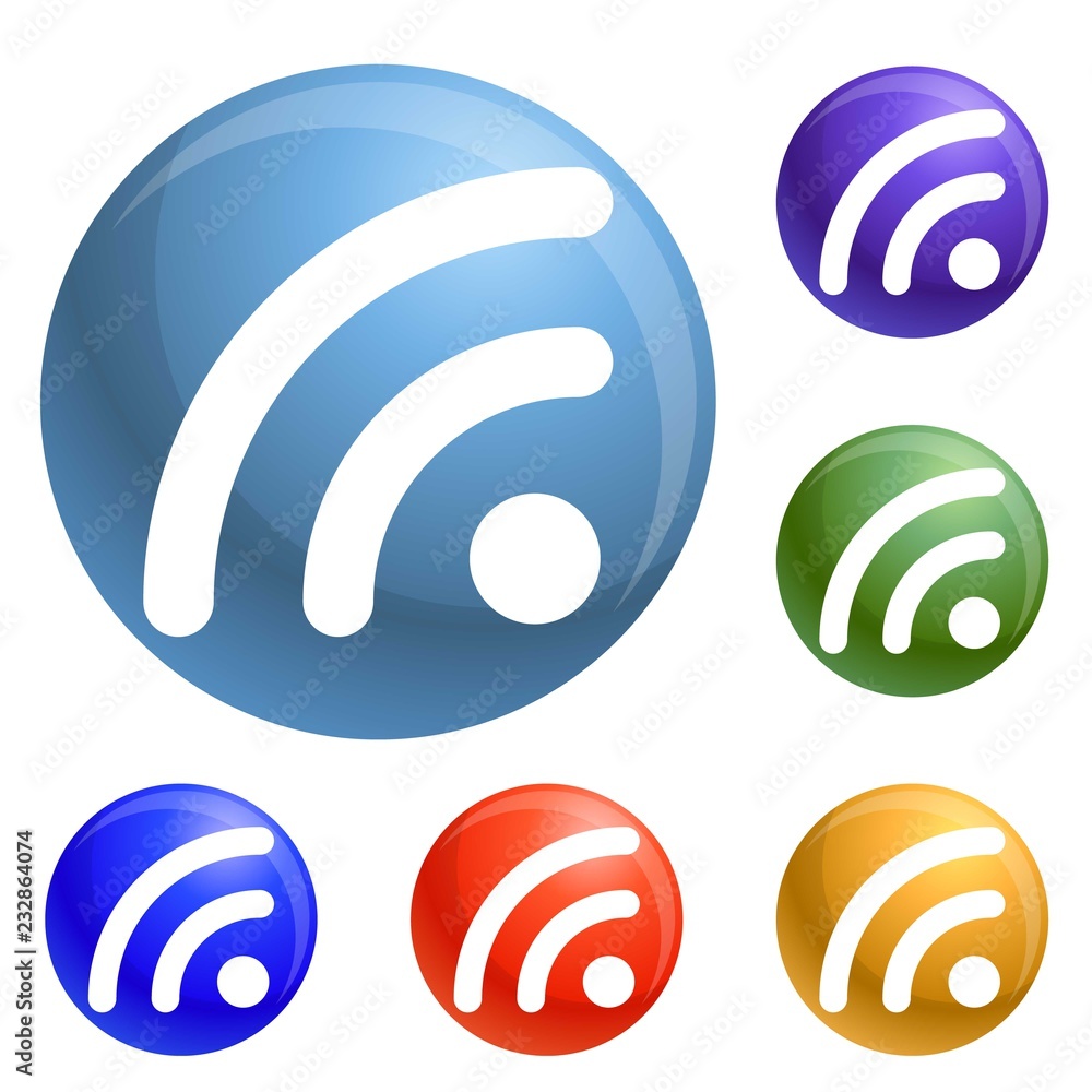 Poster wifi signal icons set vector 6 color isolated on white background