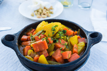 Berber tajin, made with lamb, potatoes, carrots and moroccan spices.  delicious African food.
