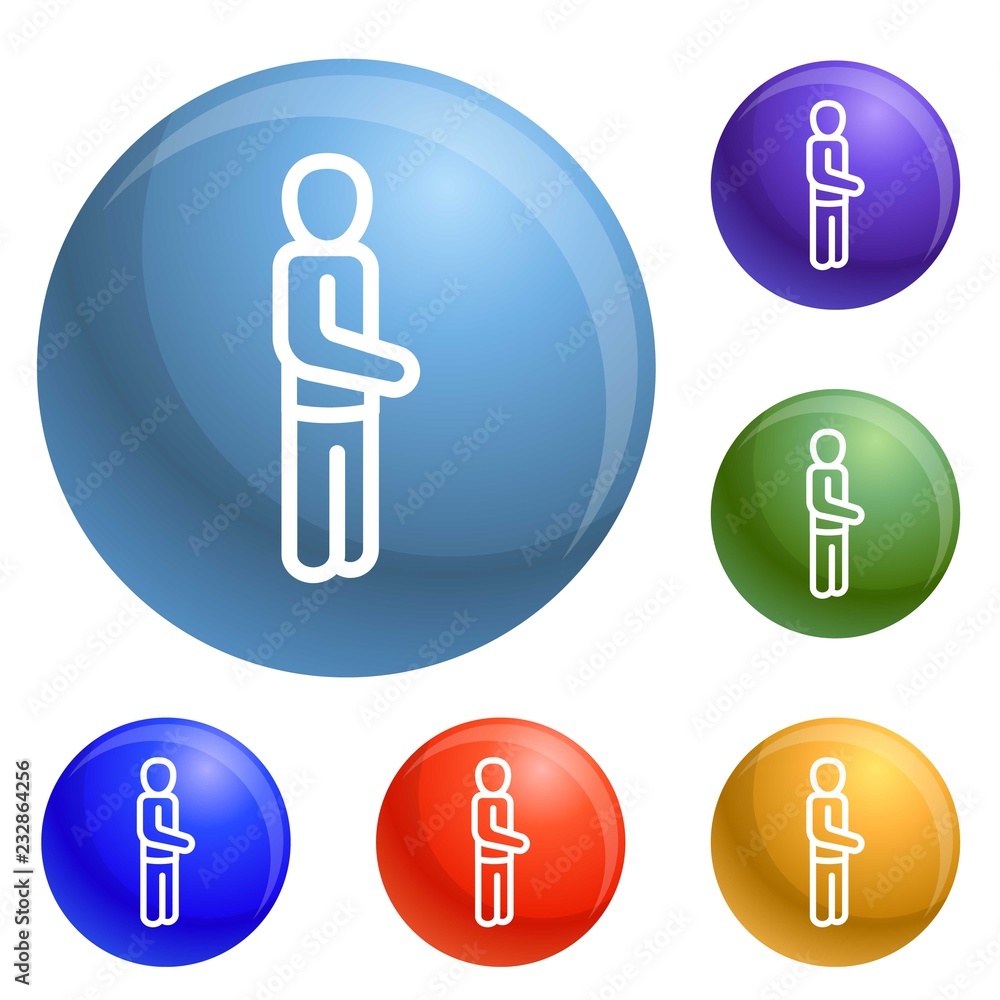 Poster man icons set vector 6 color isolated on white background