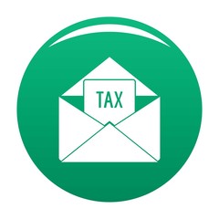 Tax email icon. Simple illustration of tax email vector icon for any design green