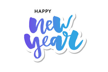 Happy New 2018 Year. Holiday Vector Illustration With Lettering Composition and Burst. Vintage Festive Label