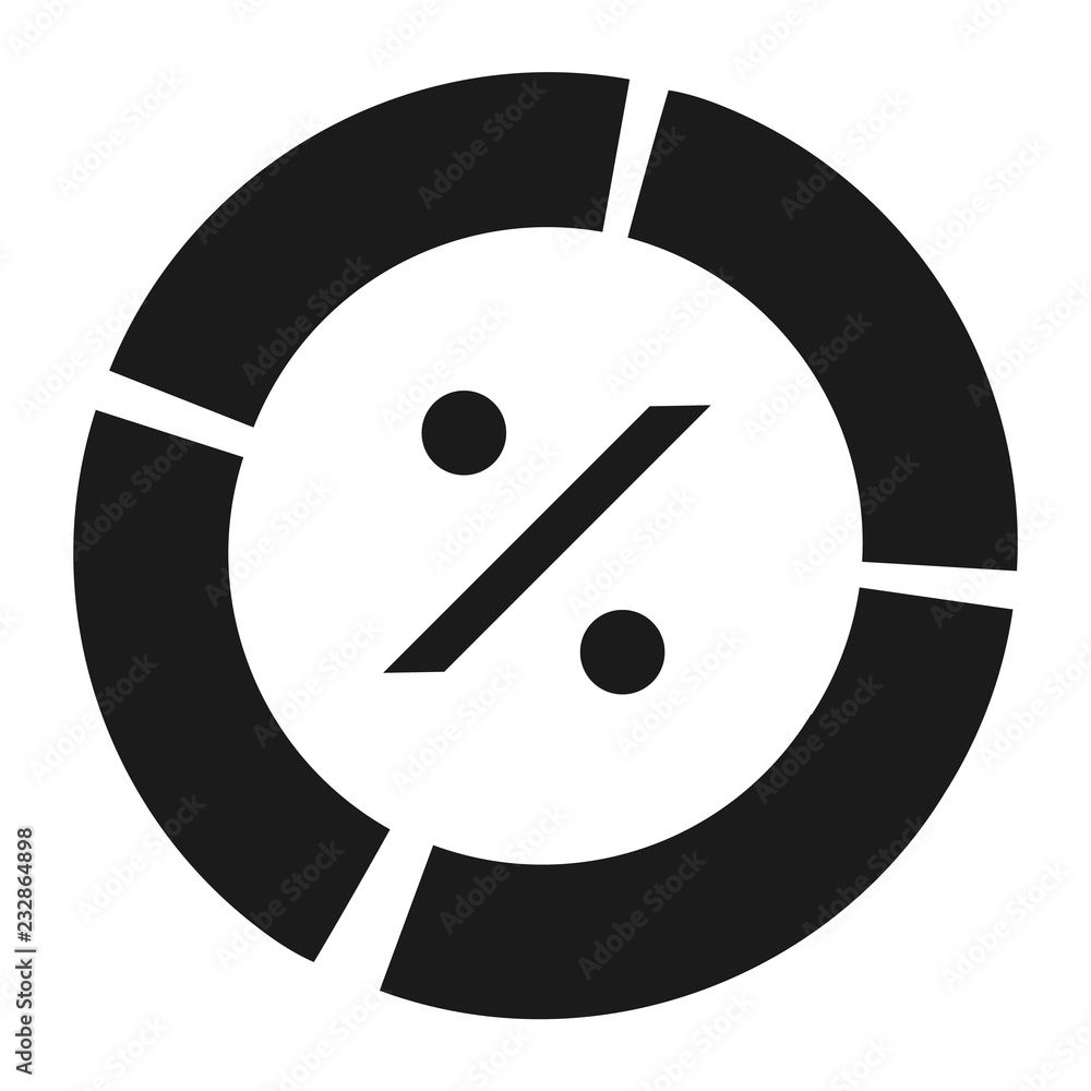 Poster percent pie chart icon. simple illustration of percent pie chart vector icon for web design isolated