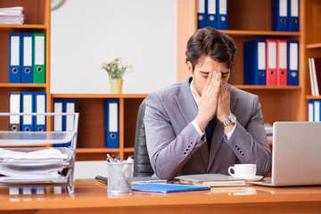 Naklejka premium Young employee working in the office