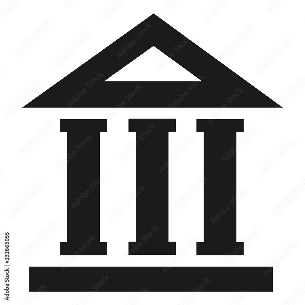 Poster bank building icon. simple illustration of bank building vector icon for web design isolated on whit