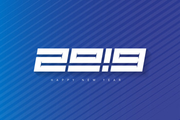 Happy New Year. Cover of business diary for 2019. Vector greeting card with halftone gradient. Vector brochure design template. Cover of calendar for 2019.