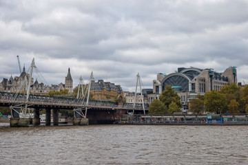 Fototapeta premium London skyline seen from the River Thames on a beautiful cloudy day
